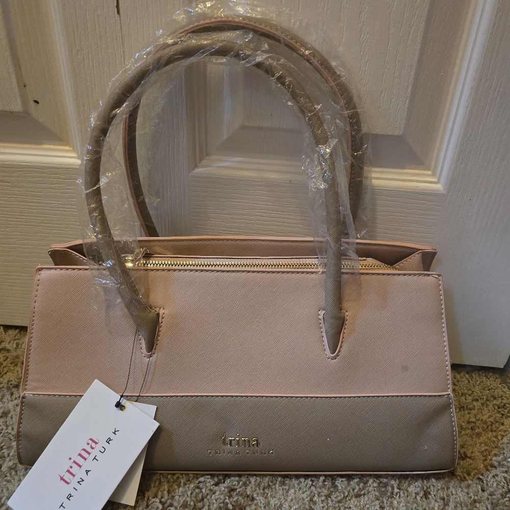 Trina Turk Cream And Pink Shoulder Bag